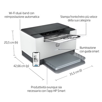 Stampante Laser HP B/W LaserJet Pro mod. M209DW, A4, USB+LAN+WiFi+BT, 29PPM