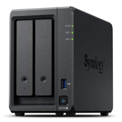 NAS SYNOLOGY 2x Bay 3,5"Sata, NO Hdd, mod. DS725+, CPU AMD Ryzen 2C, 4Gb ram, 2x 2.5GLan, 1x USB (Copia)