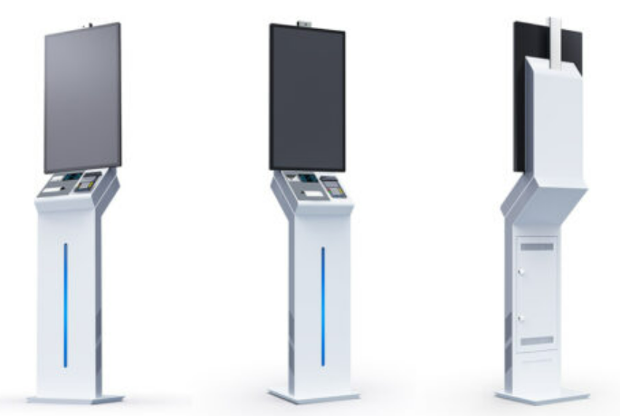 Totem JASPAY serie SUxx-y, LCD da 21.5″ a 32″ Portrait, QRCode, NFC, Stampante, WEBCam