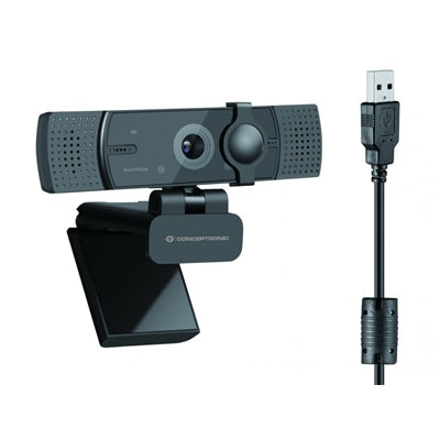 WEBCAM CONCEPTRONIC AMDIS08B USB 4K SUPER HD (RISOL.3840X2160) CON MESSA A FUOCO AUTOM., GRANDANGOLO E DOPPIO MICROF FINO:30/09