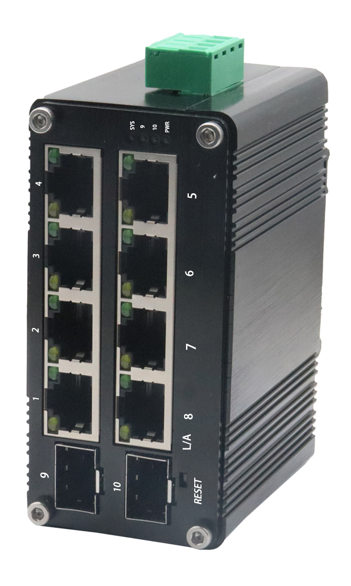Switch LAN Mini Industrial Managed mod. 8SW-208SG-SFP, 8-Port 10/100/1000T + 2-Port 100/1000X SFP