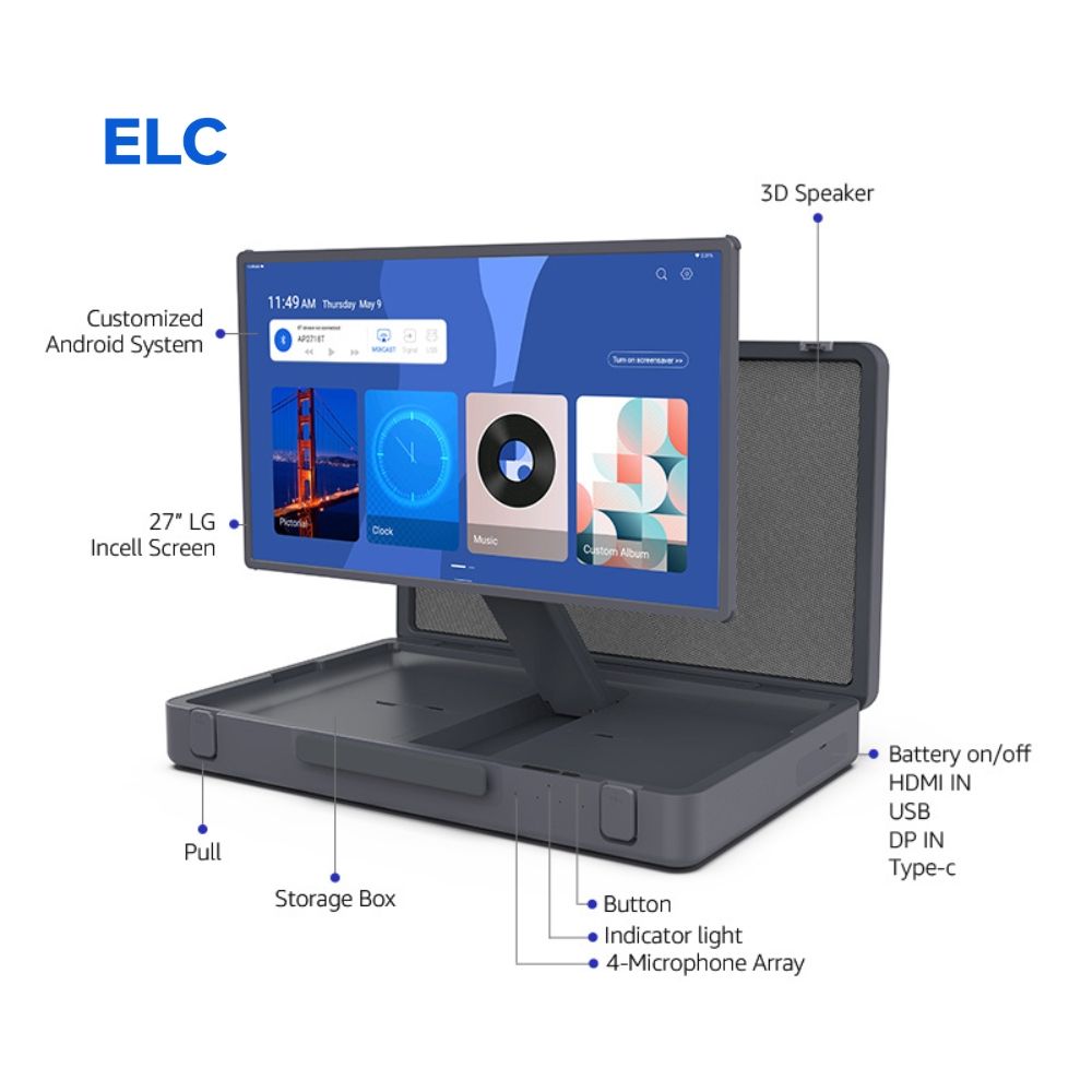 Valigia Portatile mod. VALPORT 27-3588, LCD da 27", Touch PCAP, RK3588 8Core, ram 8Gb, rom 128Gb, Android 14 ( Opz. WebCam, QRcode e RFid )